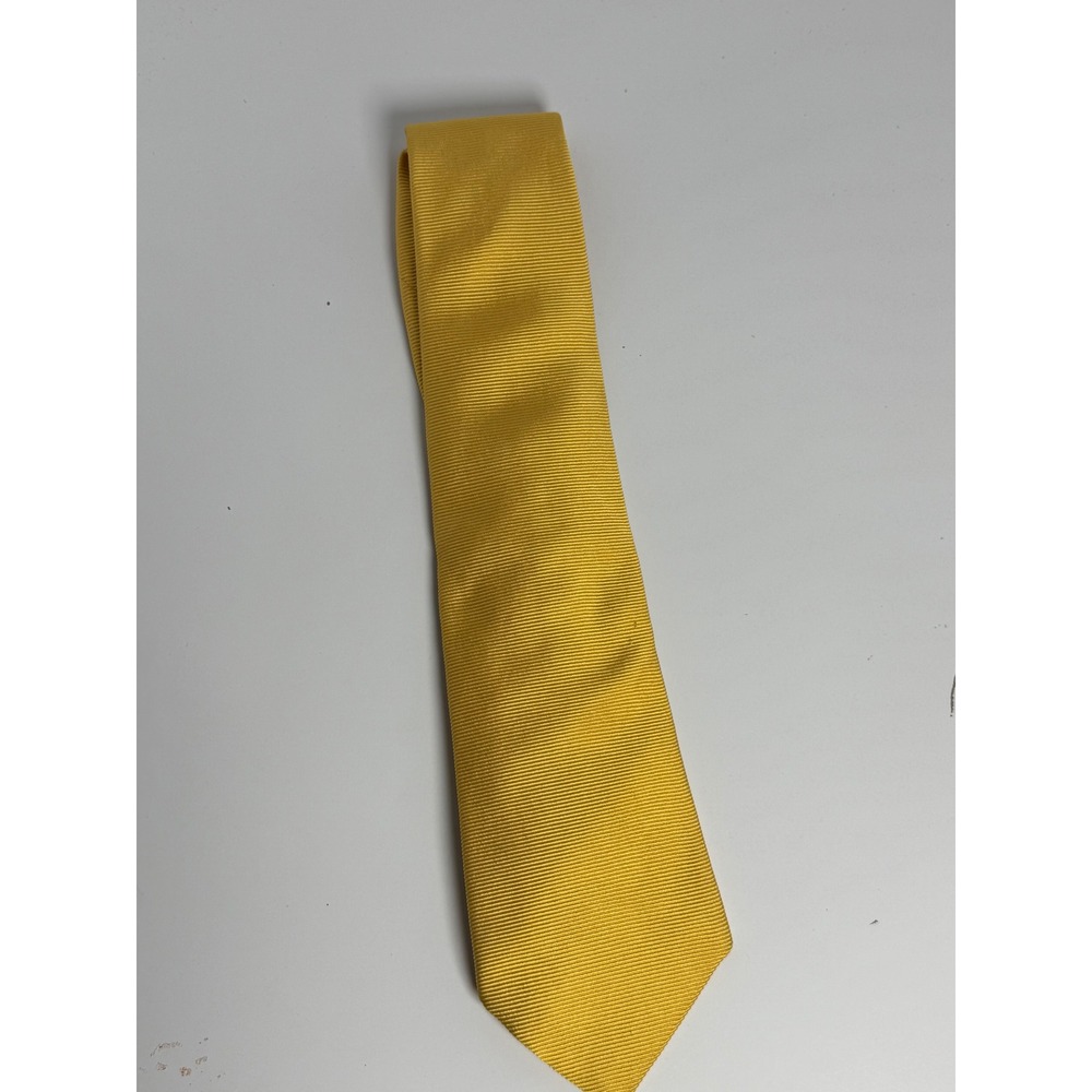 Brooks Brothers Makers Tie Mens Yellow Silk Ribbed Repp Hand Made USA England